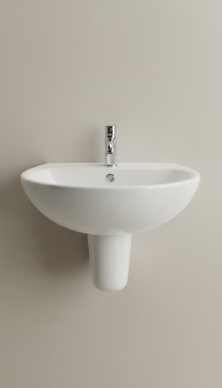 Illustration — Lavabo encastrable blanc